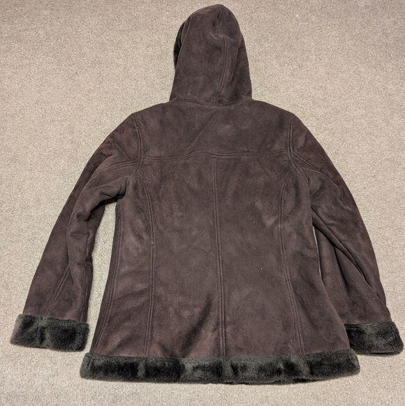 Sonoma Life + Style Women's Brown Suede Winter Jacket with Hood Size Large - Picture 3 of 7